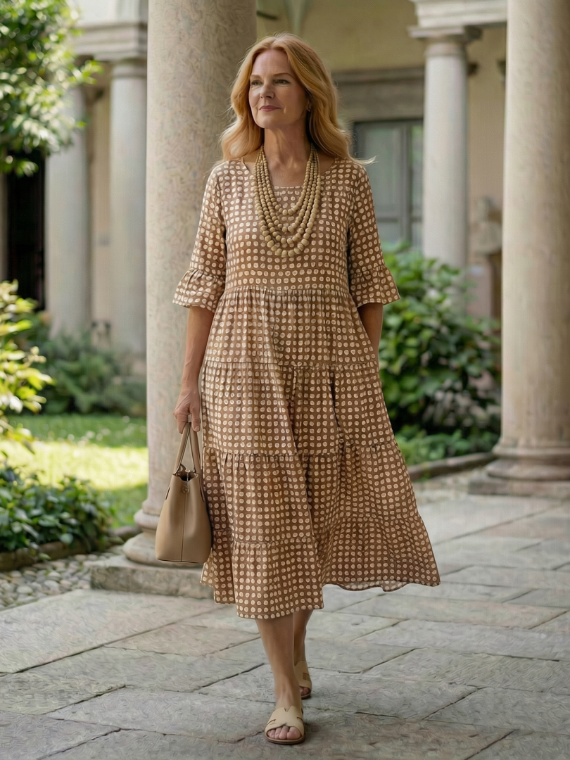 brown polka dot dress short sleeve Women's Sleeveless Tie Mini Dress