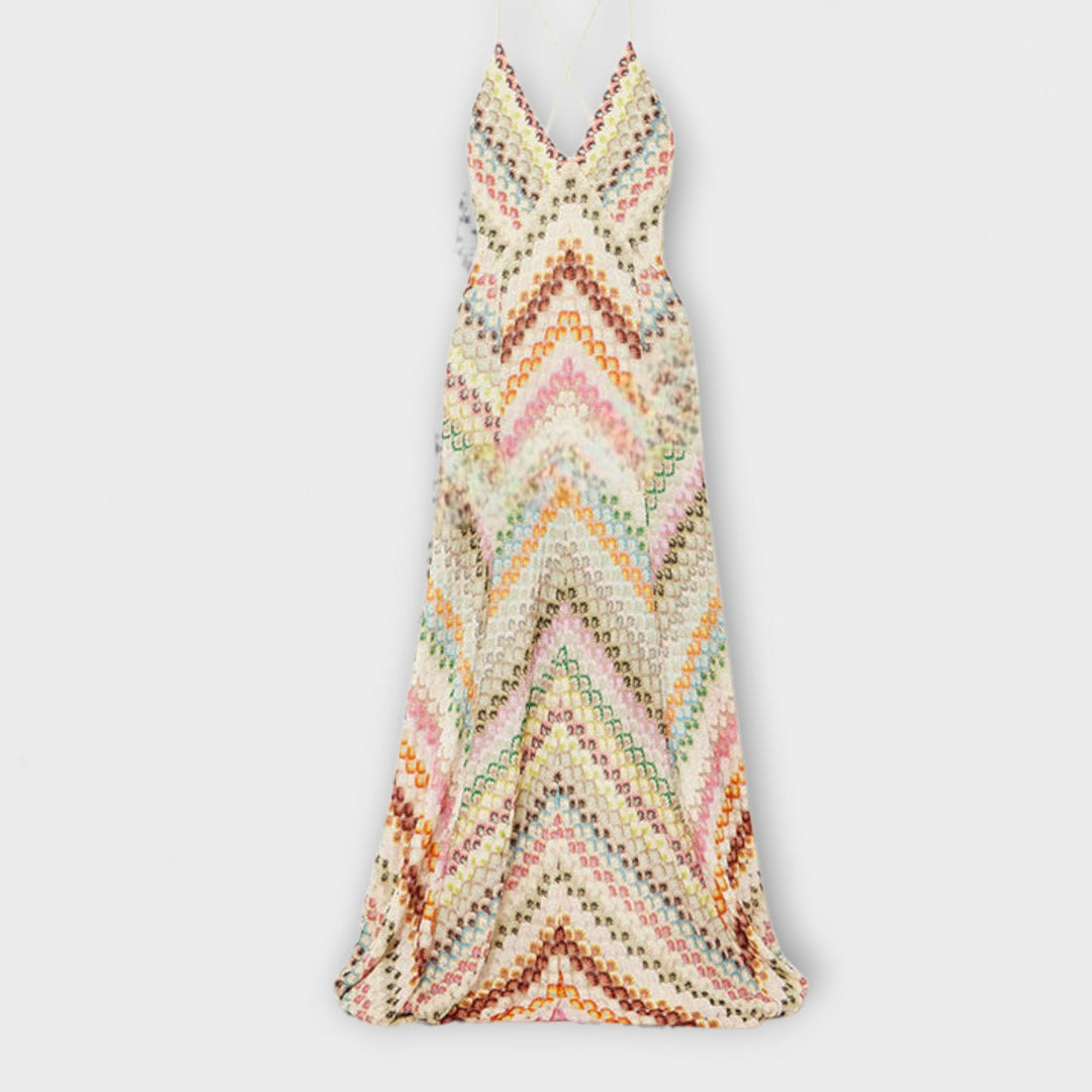 Remi | Colorful Herringbone Pattern Maxi Dress
