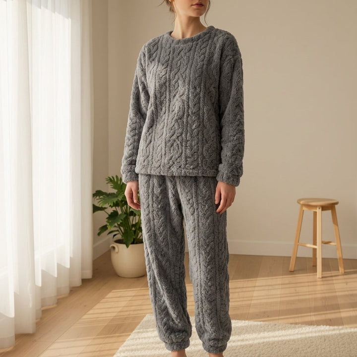 Women's Fluffy Fleece Pajama Set - Arezzo Long Sleeve Winter Loungewear
