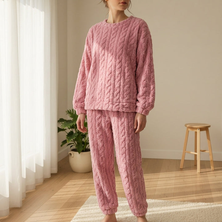 Women's Fluffy Fleece Pajama Set - Arezzo Long Sleeve Winter Loungewear
