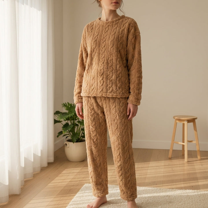 Women's Fluffy Fleece Pajama Set - Arezzo Long Sleeve Winter Loungewear