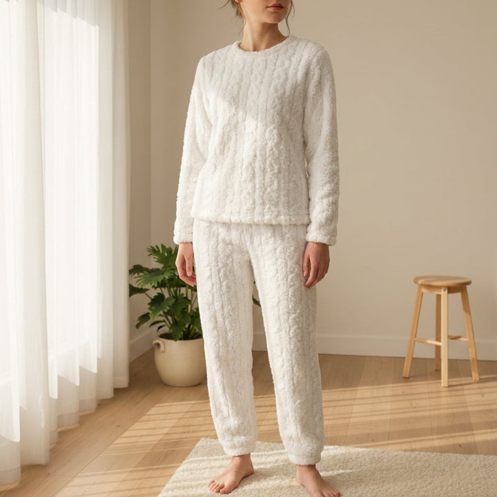 Women's Fluffy Fleece Pajama Set - Arezzo Long Sleeve Winter Loungewear