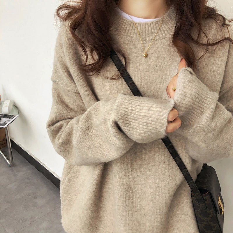 Comfortable Ribbed Knit Sweater for Women with High Neck Long Sleeve Relaxed Oversized Style