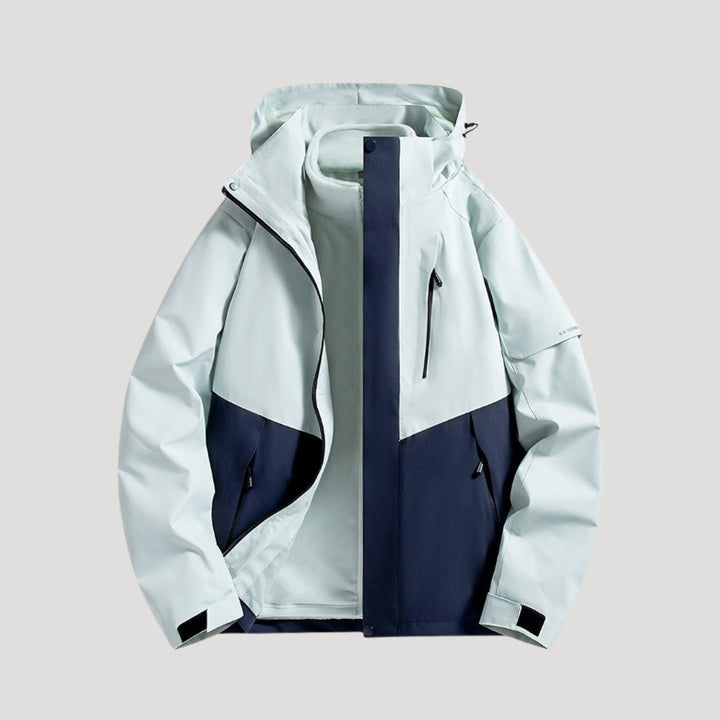 Effortless Waterproof Rain Jacket for Women with Hooded Zip Front Colorblock Relaxed Style