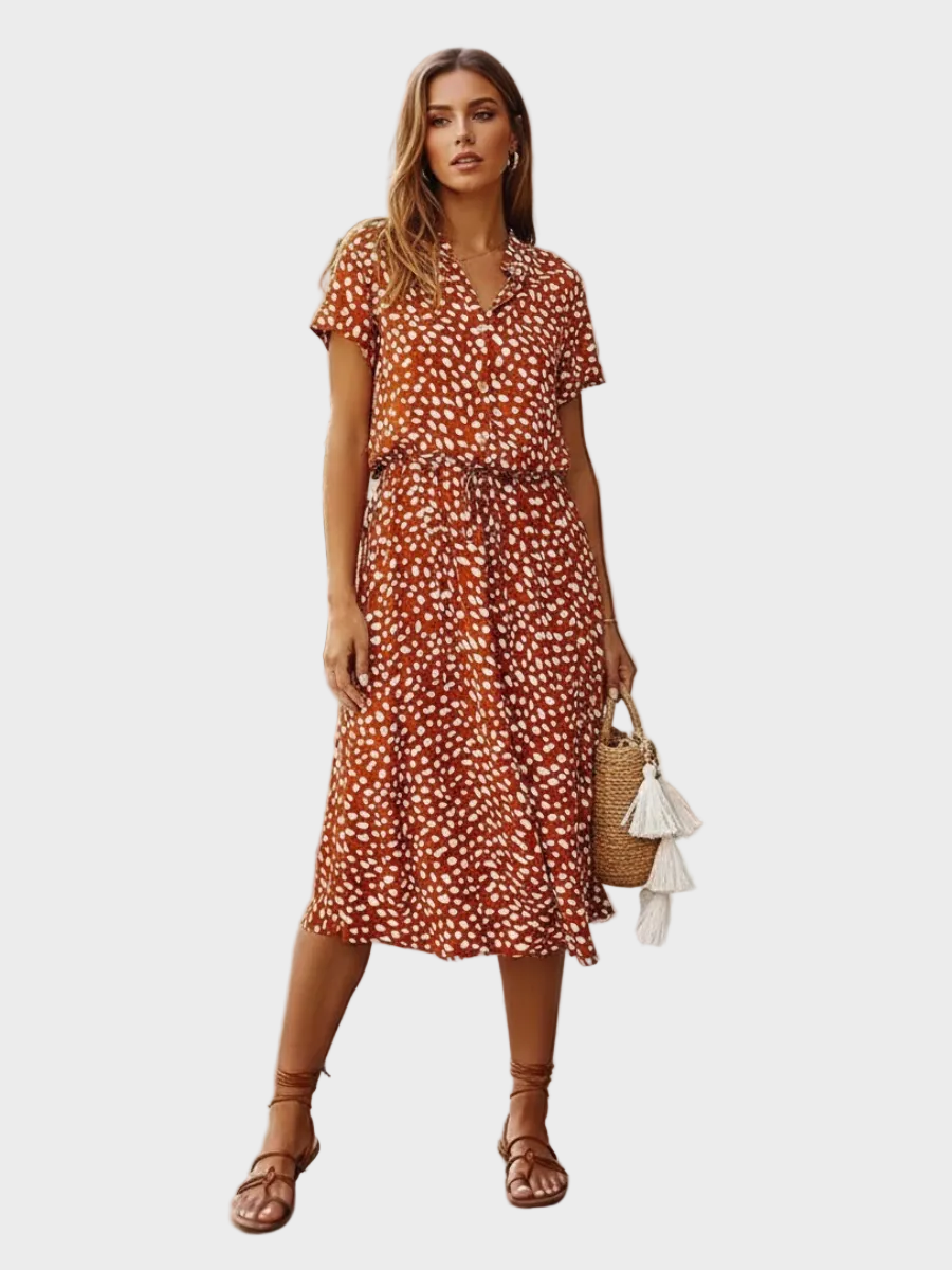 Orange Boho Midi Dress