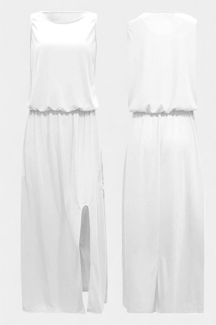 Dianne Sleeveless dress with side slit and loose silhouette