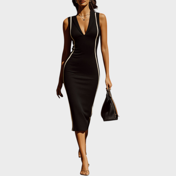 Renesmee | Minimalist Color-blocked Fitted Waist Bodycon Dress For Commuting