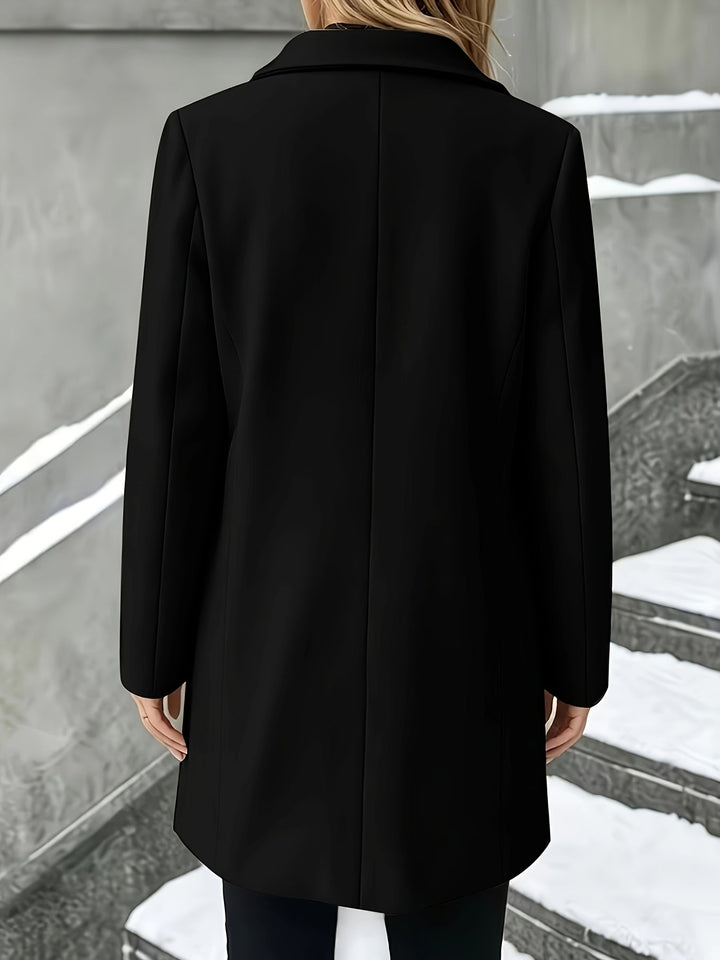 Elegant Wool Coat for Women with Notch Collar Single Breasted Longline Style