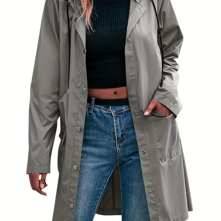 Effortless Trench Coat for Women with Hooded Button Front Longline Pocket Style
