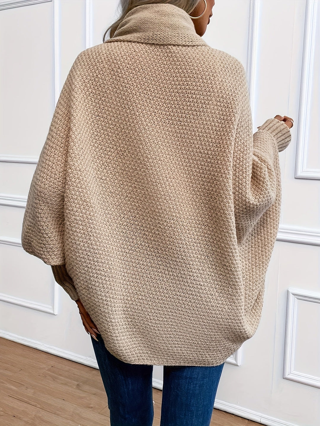 Comfortable Waterfall Knit Cardigan for Women with Shawl Collar Dolman Sleeve Oversized Relaxed Style