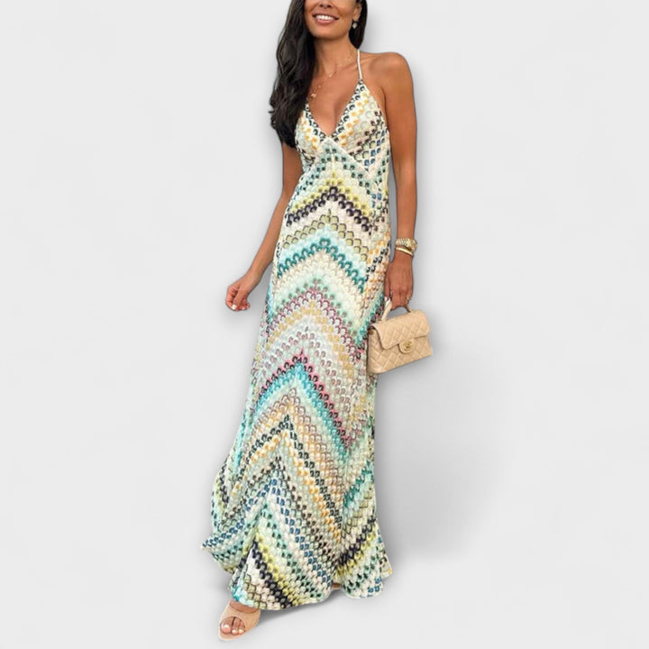 Remi | Colorful Herringbone Pattern Maxi Dress