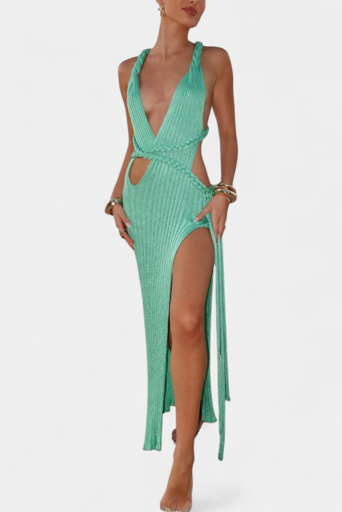 jamie knit dress Maxi with Cable Detail at the Waist – Susan & Michael collection_Y2K Edit