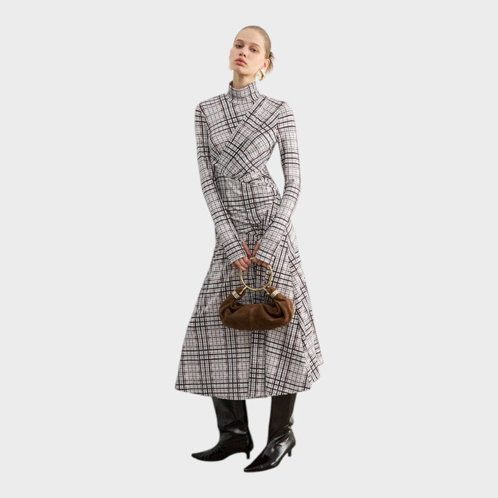 Hristina | Confirmed Long Sleeve Maxi Dress with High Neck