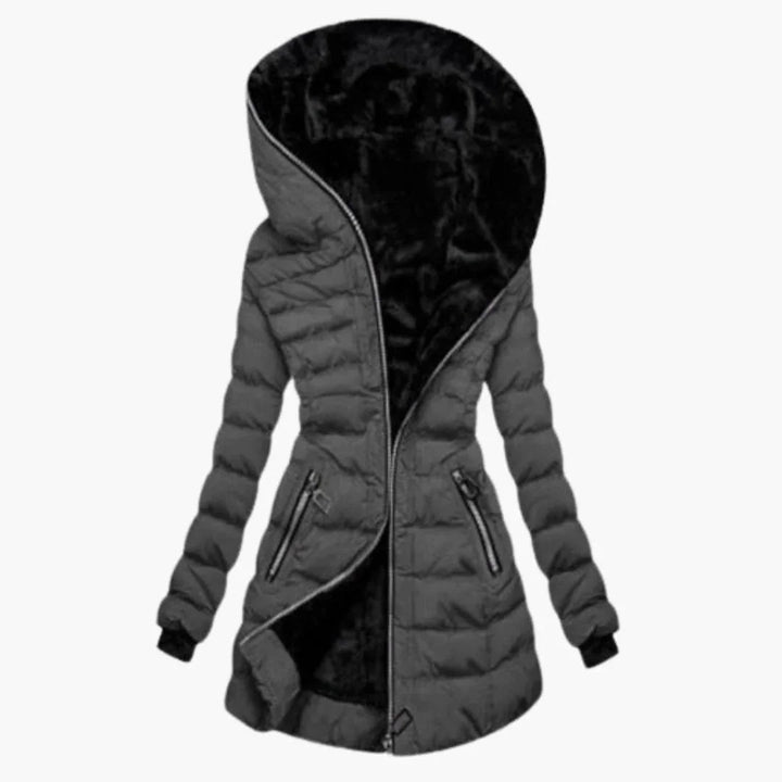 Effortless Quilted Puffer Jacket for Women with Hooded Long Sleeve Faux Fur Lined Longline Winter Style