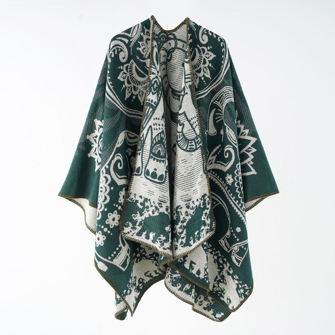 Effortless Paisley Poncho for Women with Open Front Kimono Sleeve Asymmetrical Hem Bohemian Style