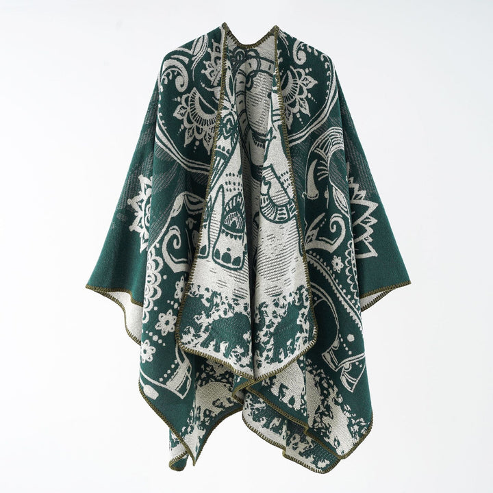 Effortless Paisley Poncho for Women with Open Front Kimono Sleeve Asymmetrical Hem Bohemian Style