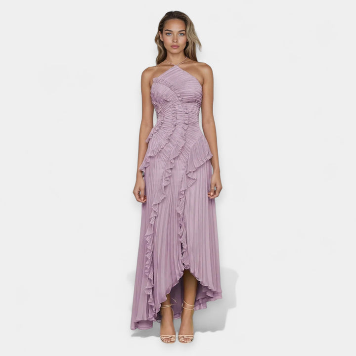 Michael Ruffles Lilac Midi Dress with Ruffles – Susan & Michael