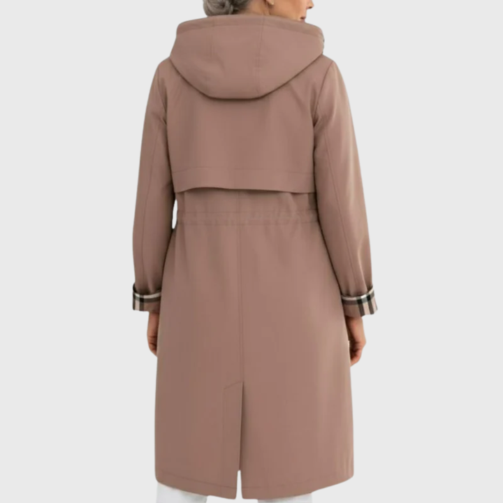 Effortless Trench Coat for Women with Hooded Zip Front Drawstring Waist Longline Style