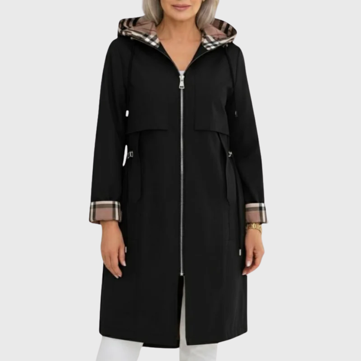Effortless Trench Coat for Women with Hooded Zip Front Drawstring Waist Longline Style