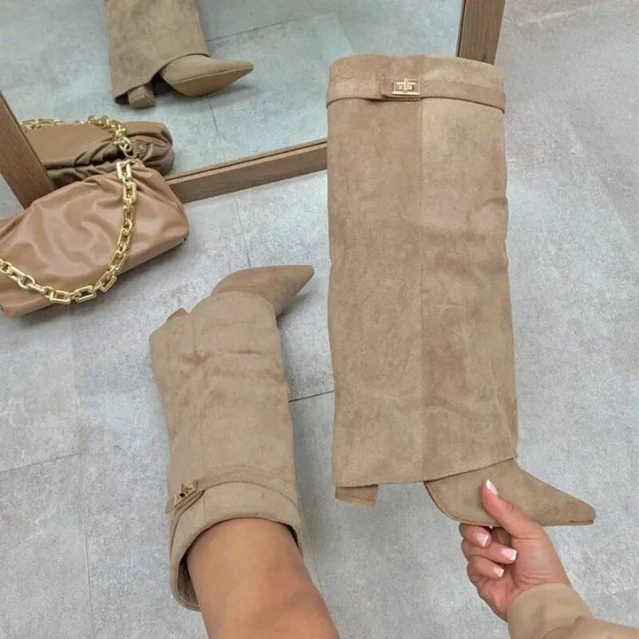 Annette | Women’s Leather Thigh-High Boots with Buckle