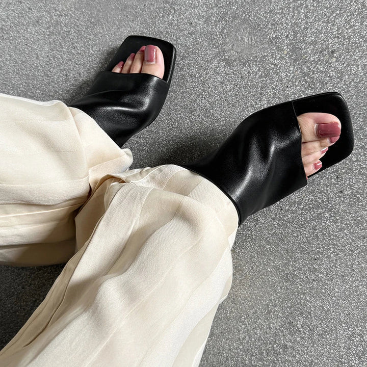 Arlette Red Heeled Mules