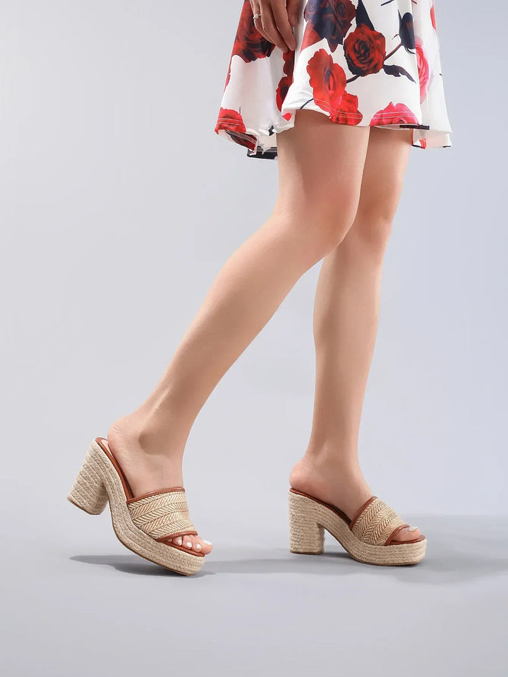 Natural Woven Heels