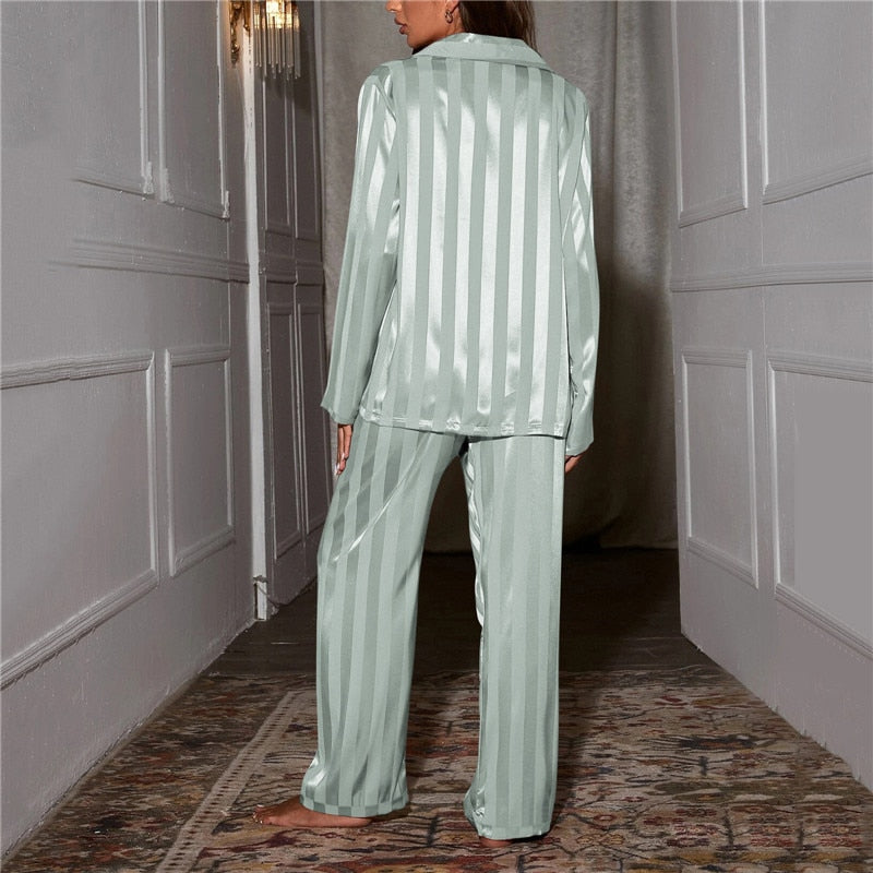 Women's Silk Pajama Set - Pia Long Sleeve Luxury Sleepwear