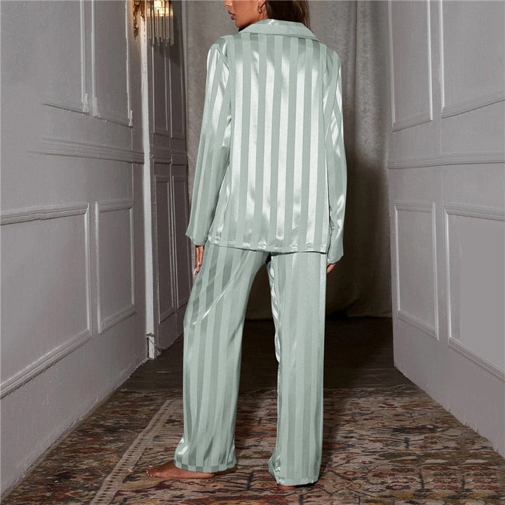 Women's Silk Pajama Set - Pia Long Sleeve Luxury Sleepwear