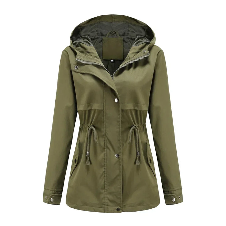 Effortless Anorak Rain Jacket for Women with Hooded Long Sleeve Drawstring Waist Casual Style
