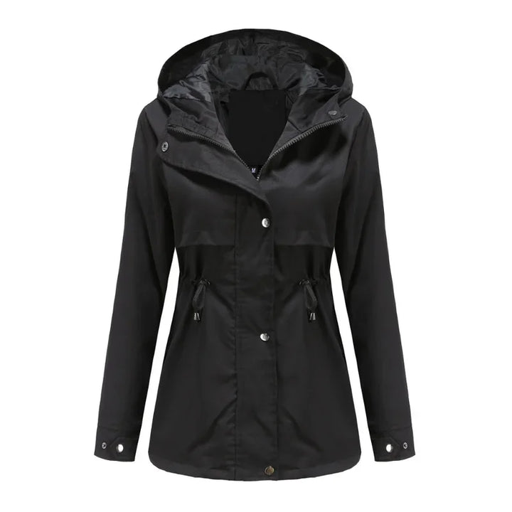 Effortless Anorak Rain Jacket for Women with Hooded Long Sleeve Drawstring Waist Casual Style