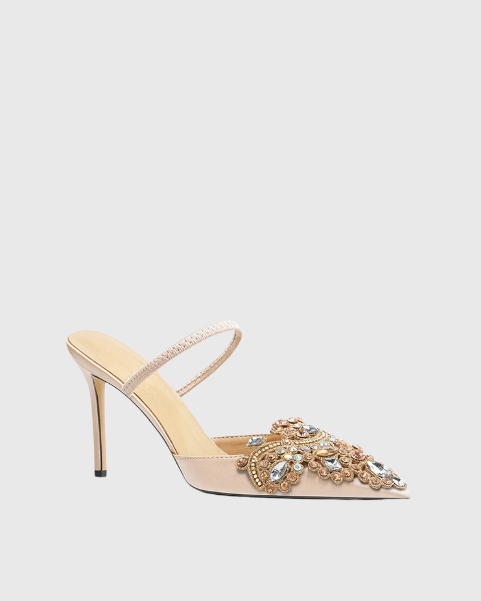 Sadb Rhinestone Satin Mules In Blush – Susan & Michael