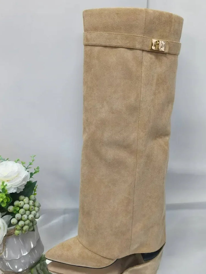 Annette | Women’s Leather Thigh-High Boots with Buckle