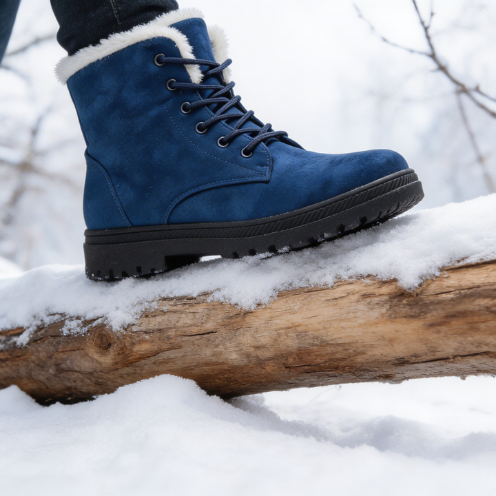 Cozy Faux Fur Lined Winter Boots for Women with Lace Up Ankle Lug Sole Casual Style