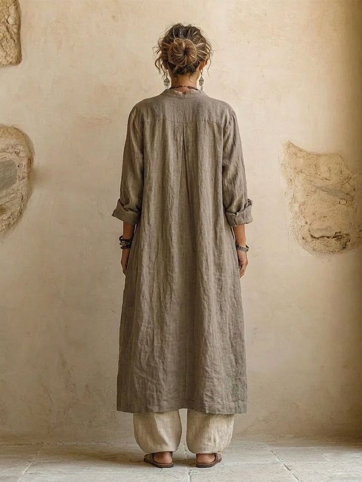 Effortless Cotton Linen Wide Leg Pants Set for Women with Boho Print Cardigan