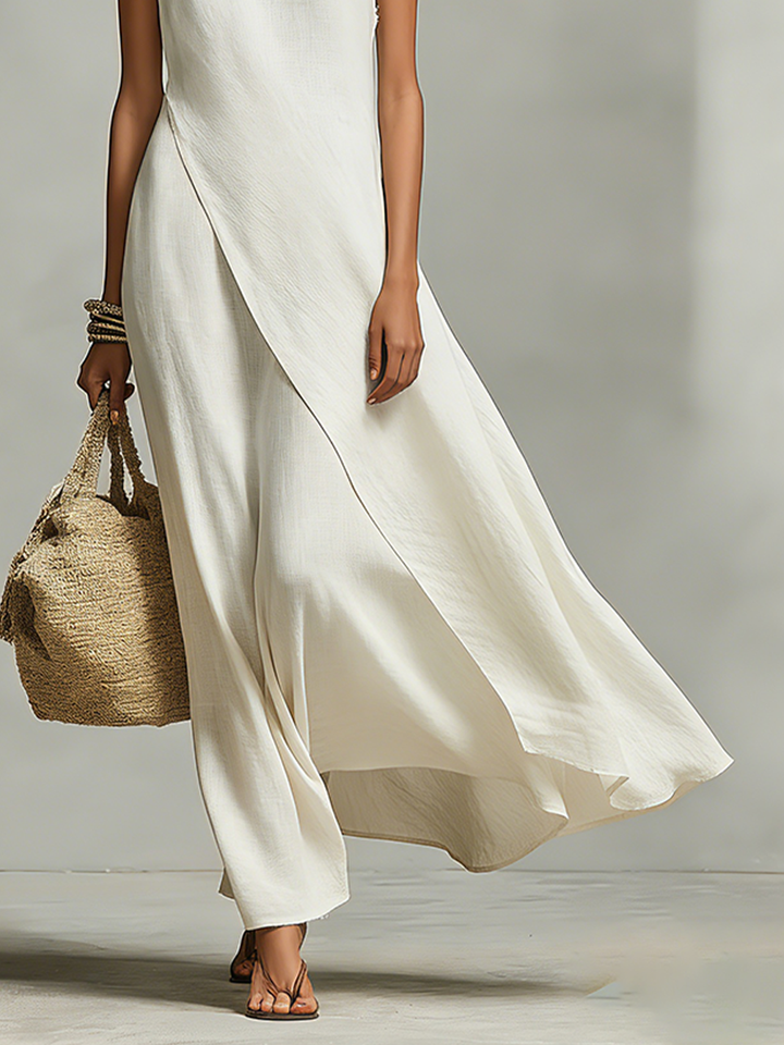 Ivory linen dress full length