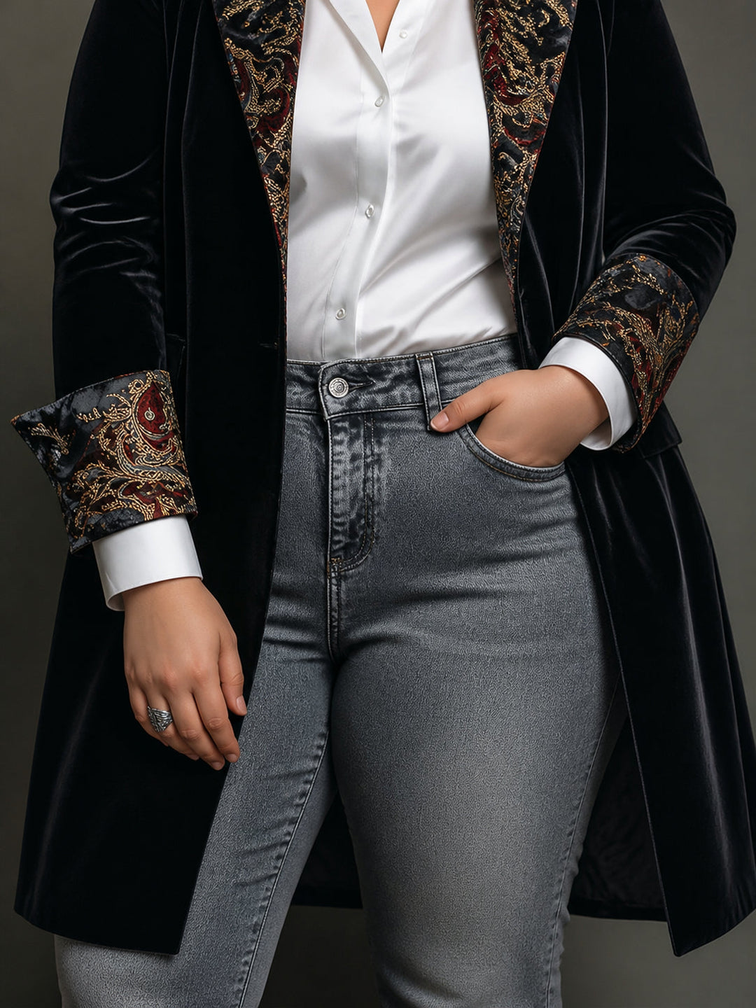 Baroque embroidered blazer back view