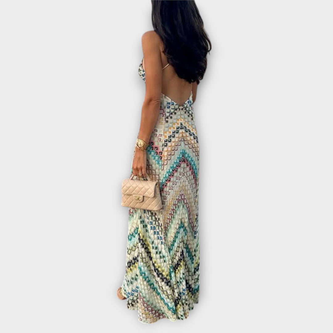 Remi | Colorful Herringbone Pattern Maxi Dress