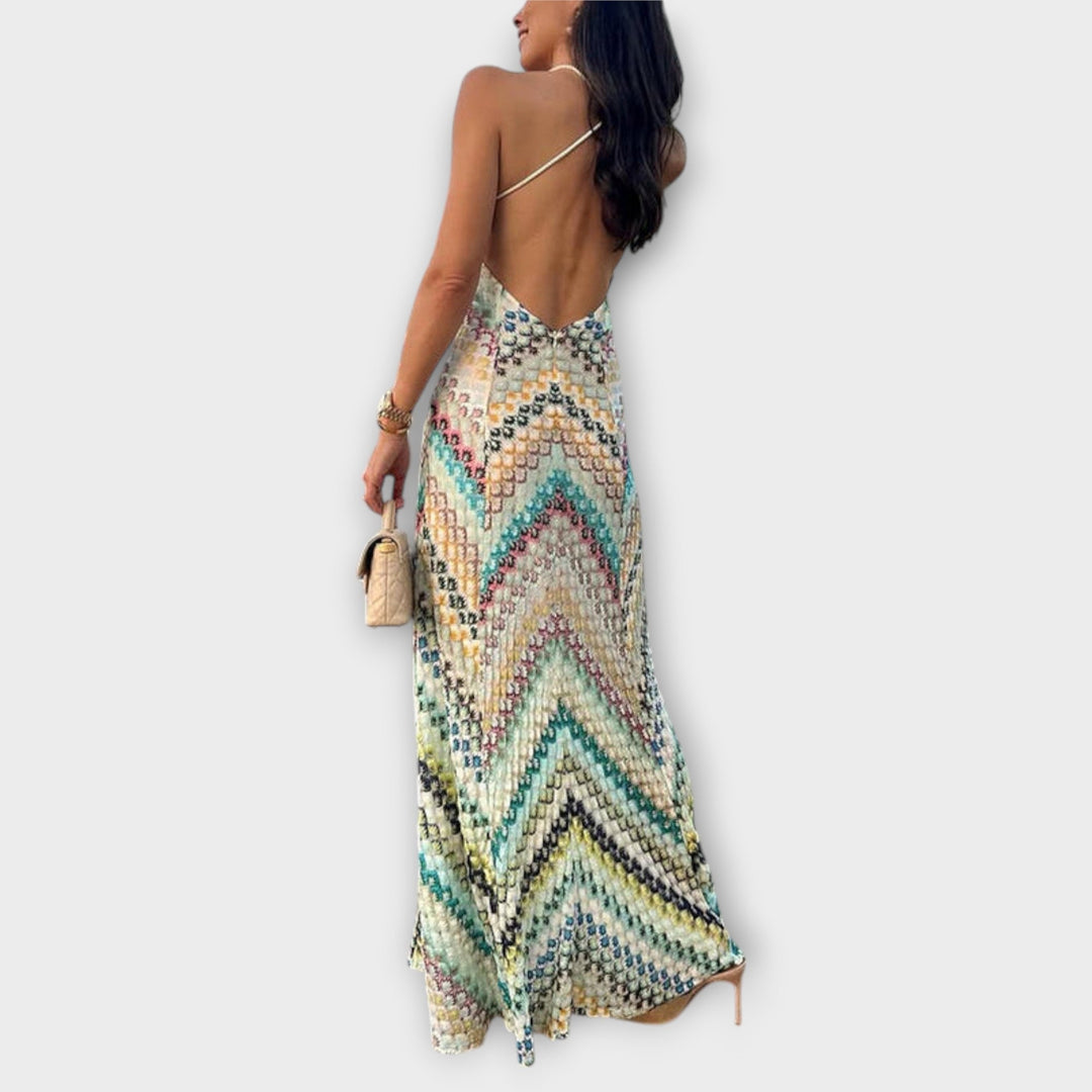 Remi | Colorful Herringbone Pattern Maxi Dress