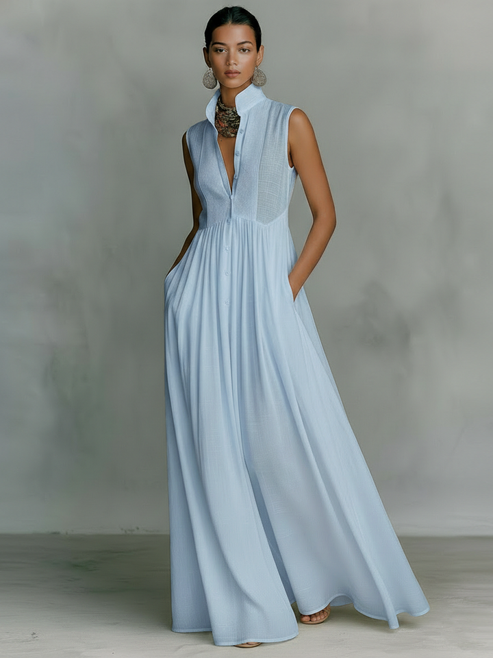Cotton-linen maxi dress full length