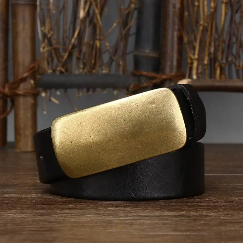 Forged Brass Buckle Leather Belt