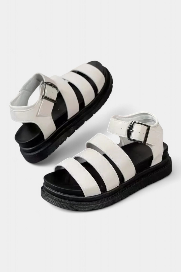 Renee Platform Sandals with Multiple Straps and Buckle Closure