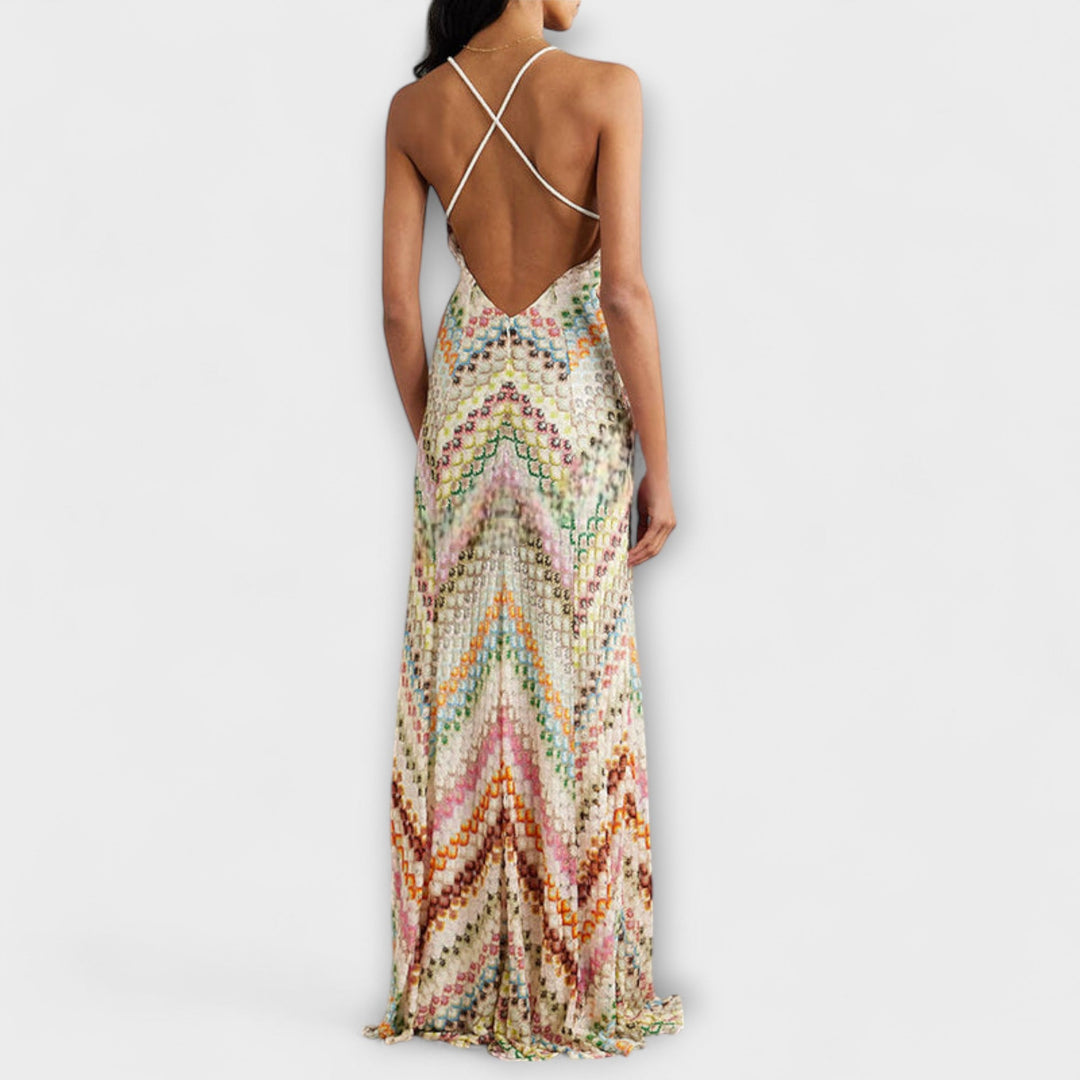 Remi | Colorful Herringbone Pattern Maxi Dress