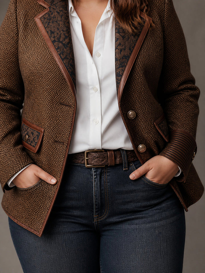 Herringbone printed panel blazer detail