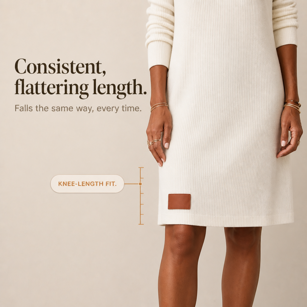 Comfortable Ribbed Knit Sweater Dress for Women with Cowl Neck Long Sleeve Relaxed Fall Style