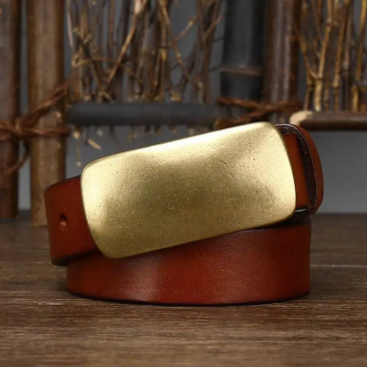 Forged Brass Buckle Leather Belt