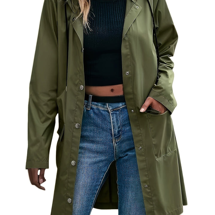 Effortless Trench Coat for Women with Hooded Button Front Longline Pocket Style