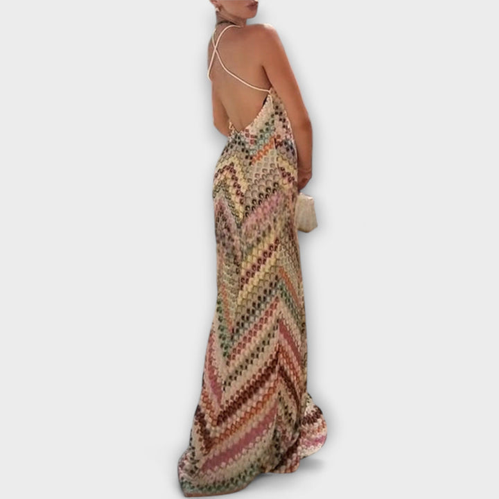 Remi | Colorful Herringbone Pattern Maxi Dress