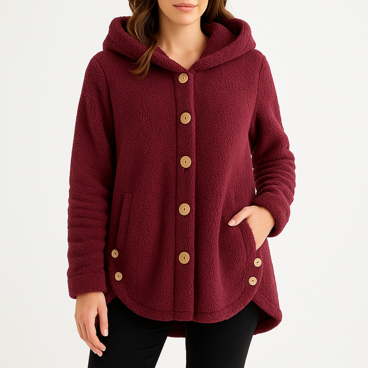 Comfortable Sherpa Fleece Hoodie for Women with Hooded Long Sleeve Button Front Relaxed Oversized Style