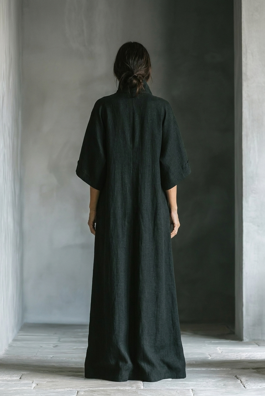 Elegant floor-length maxi dress - back view