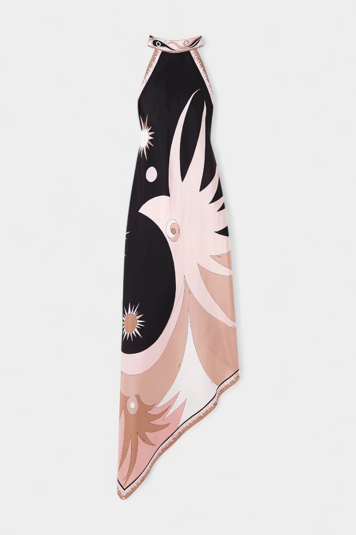 Rosenda Open Back Dress with Abstract Pattern